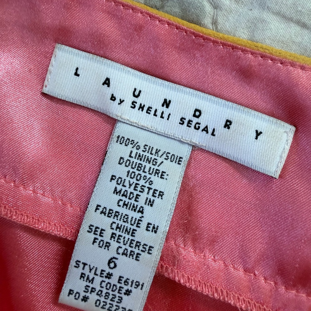 Y2K Laundry by Shelli Segal 100% Silk Pink Mod Crystal Dress Size 6 - Picture 6 of 11